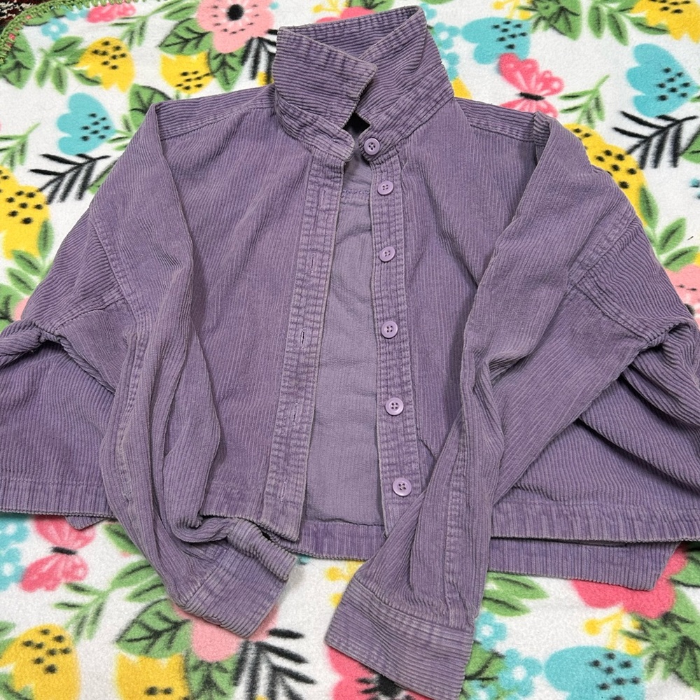 Forever 21 Cropped Lilac Purple Corduroy Jacket